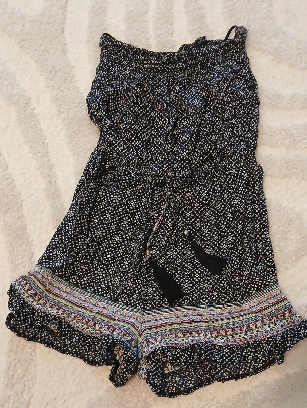 Women's Black and White Printed Jumpsuit